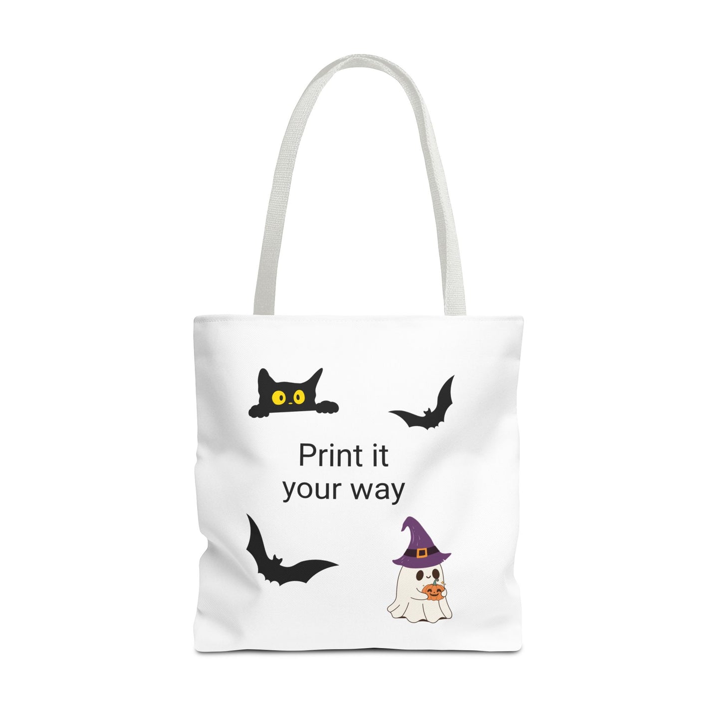 HALLOWEEN CAT and GHOST - Tote Bag. (CAN PERSONALIZE) - Tammy & Friends Travel