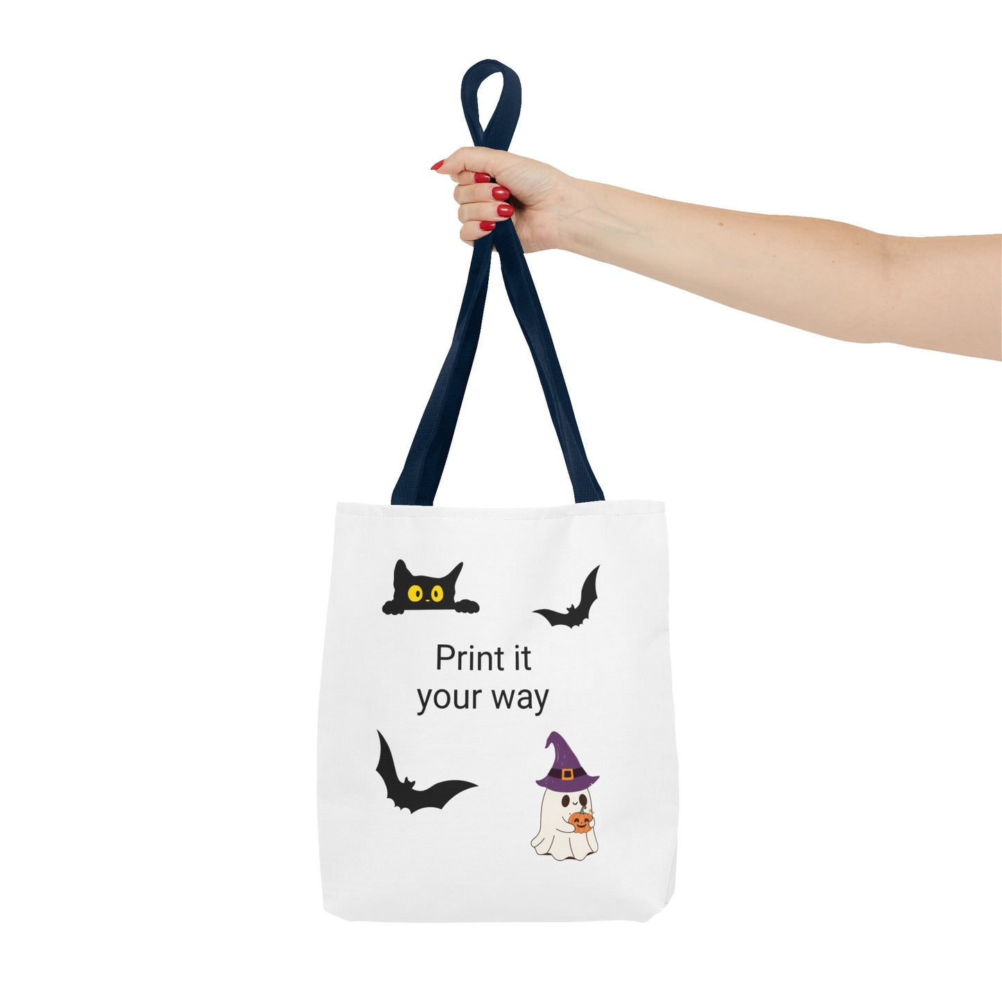 HALLOWEEN CAT and GHOST - Tote Bag. (CAN PERSONALIZE) - Tammy & Friends Travel