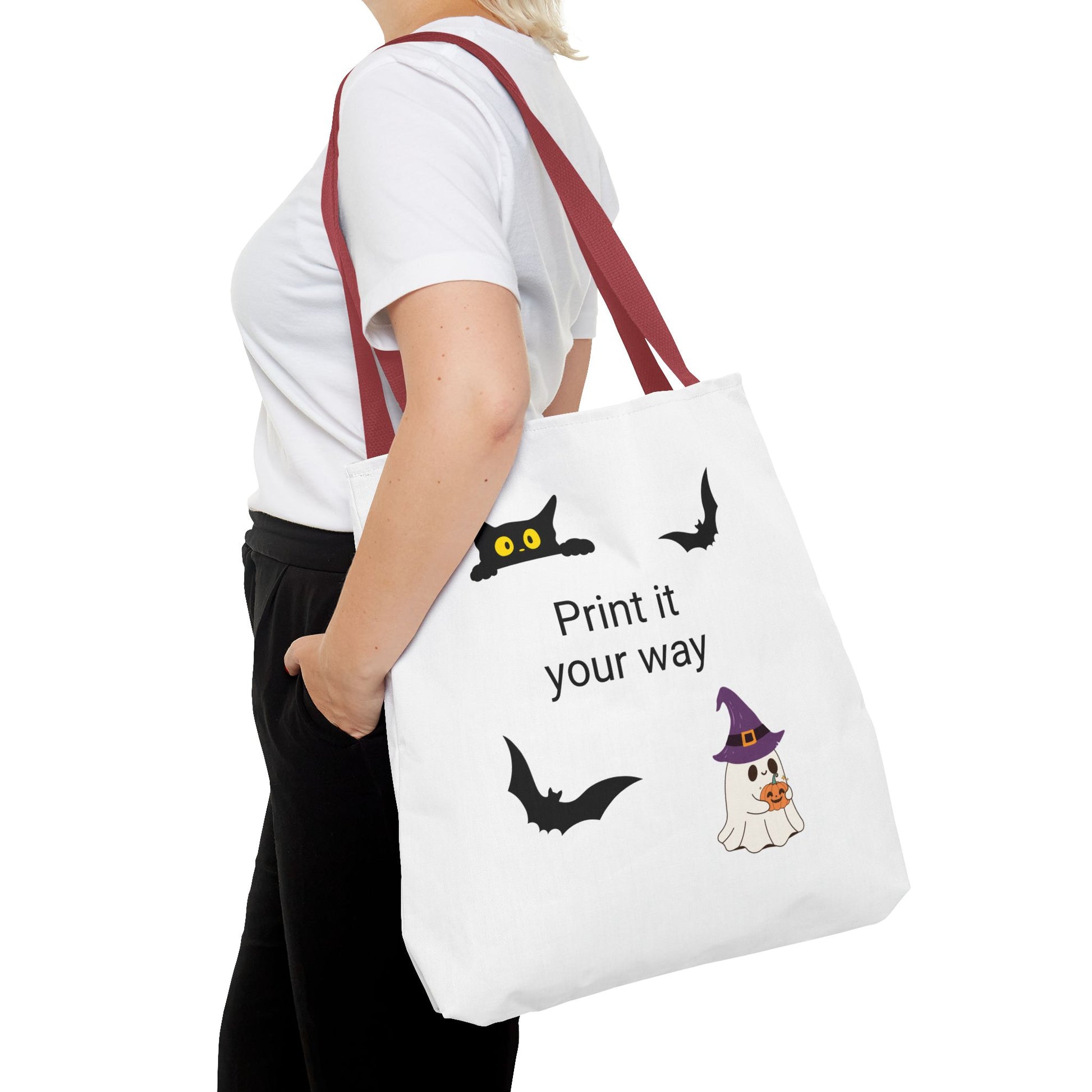 HALLOWEEN CAT and GHOST - Tote Bag. (CAN PERSONALIZE) - Tammy & Friends Travel