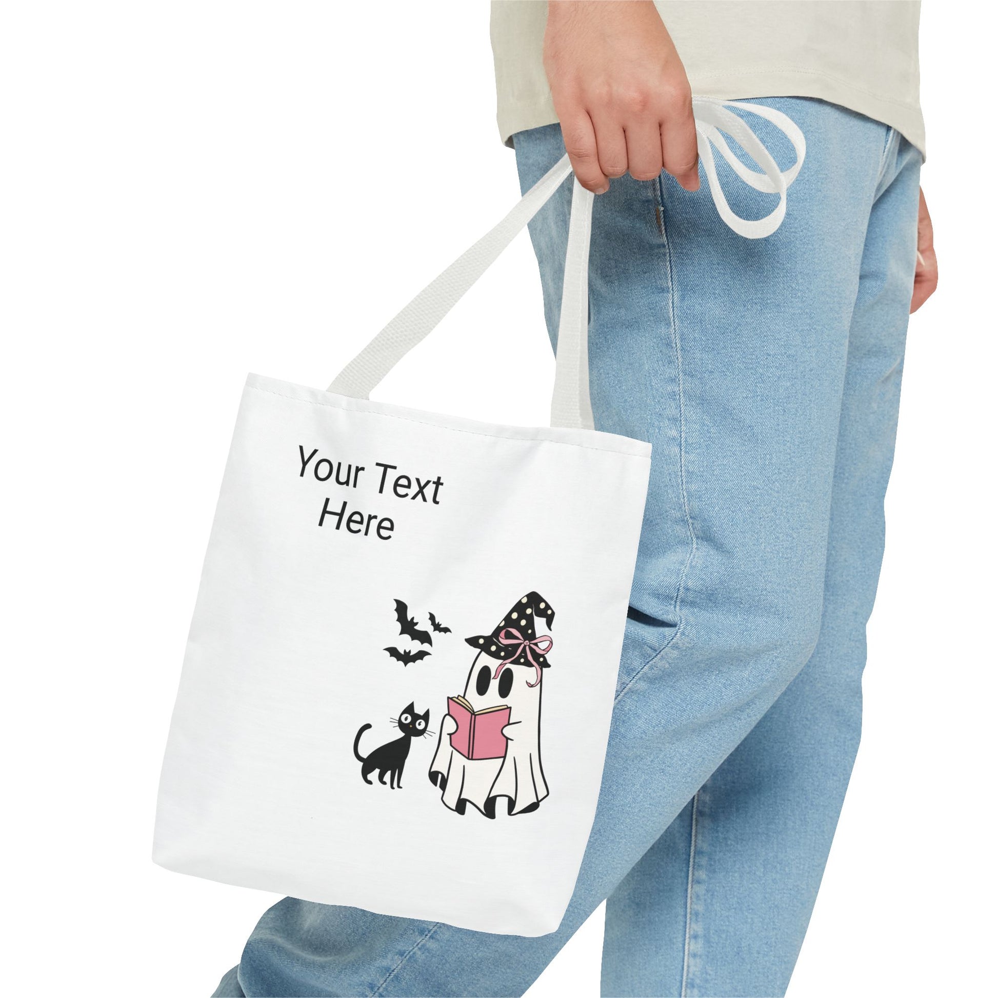 HALLOWEEN GHOST with BOOK - Tote Bag. (CAN PERSONALIZE) - Tammy & Friends Travel
