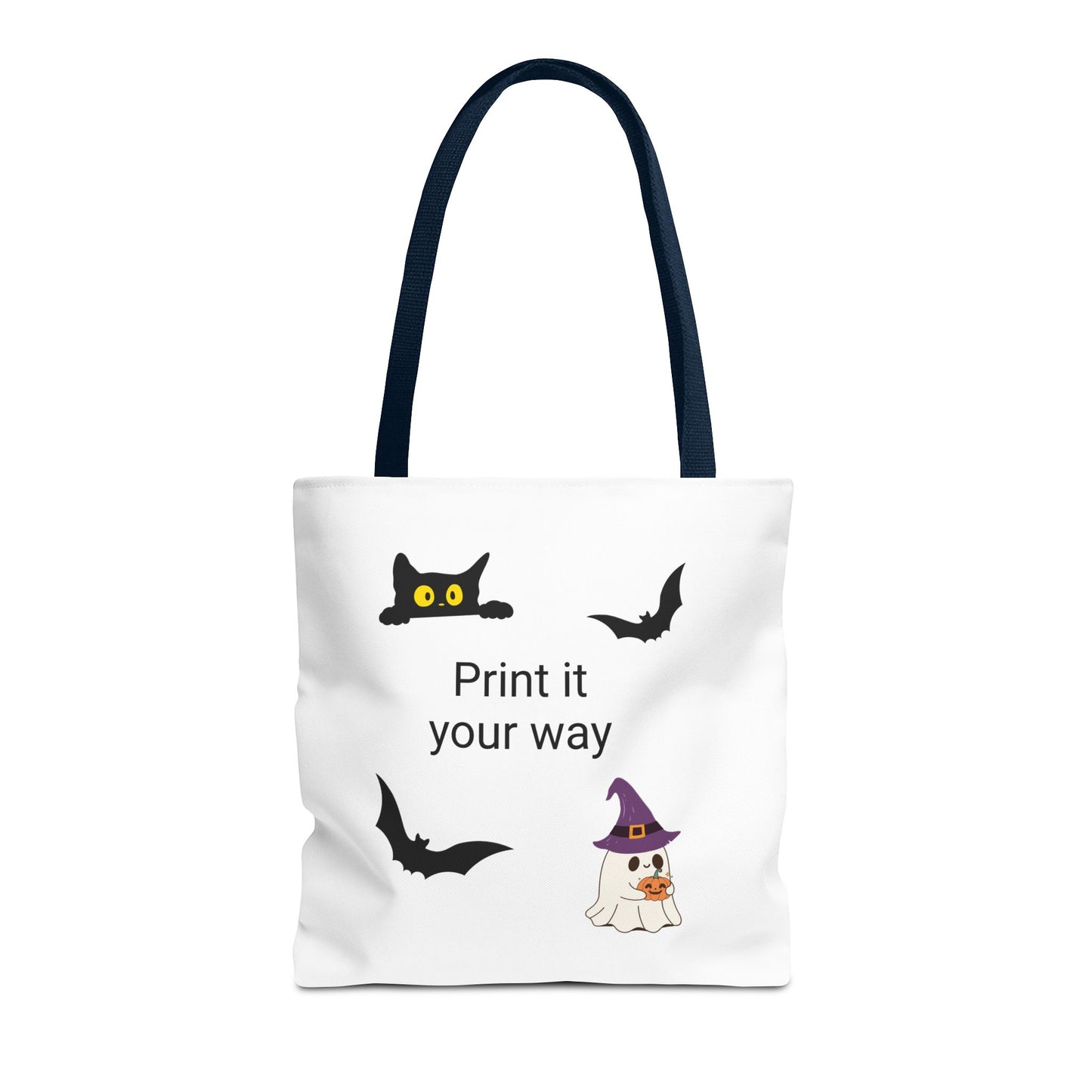 HALLOWEEN CAT and GHOST - Tote Bag. (CAN PERSONALIZE) - Tammy & Friends Travel