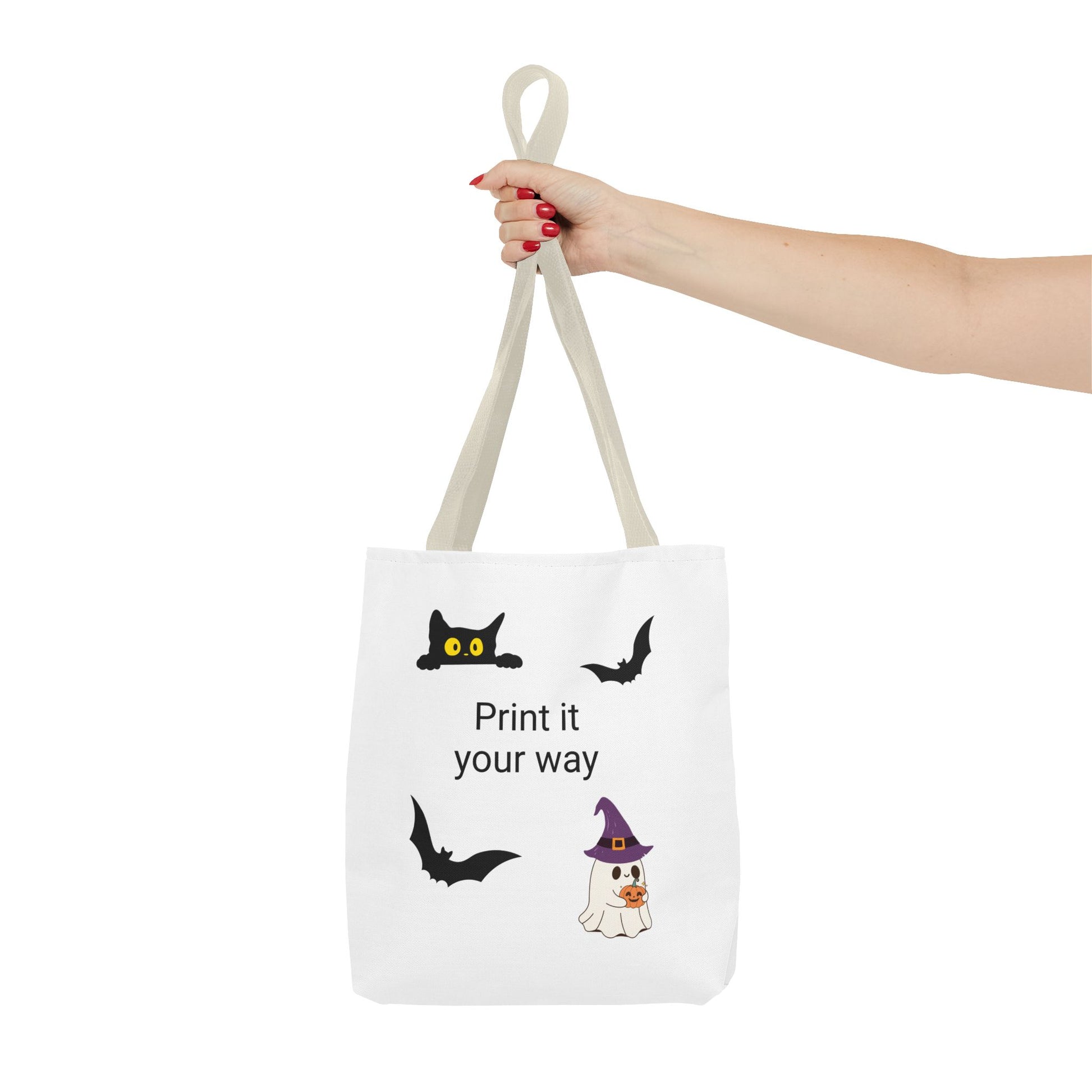 HALLOWEEN CAT and GHOST - Tote Bag. (CAN PERSONALIZE) - Tammy & Friends Travel