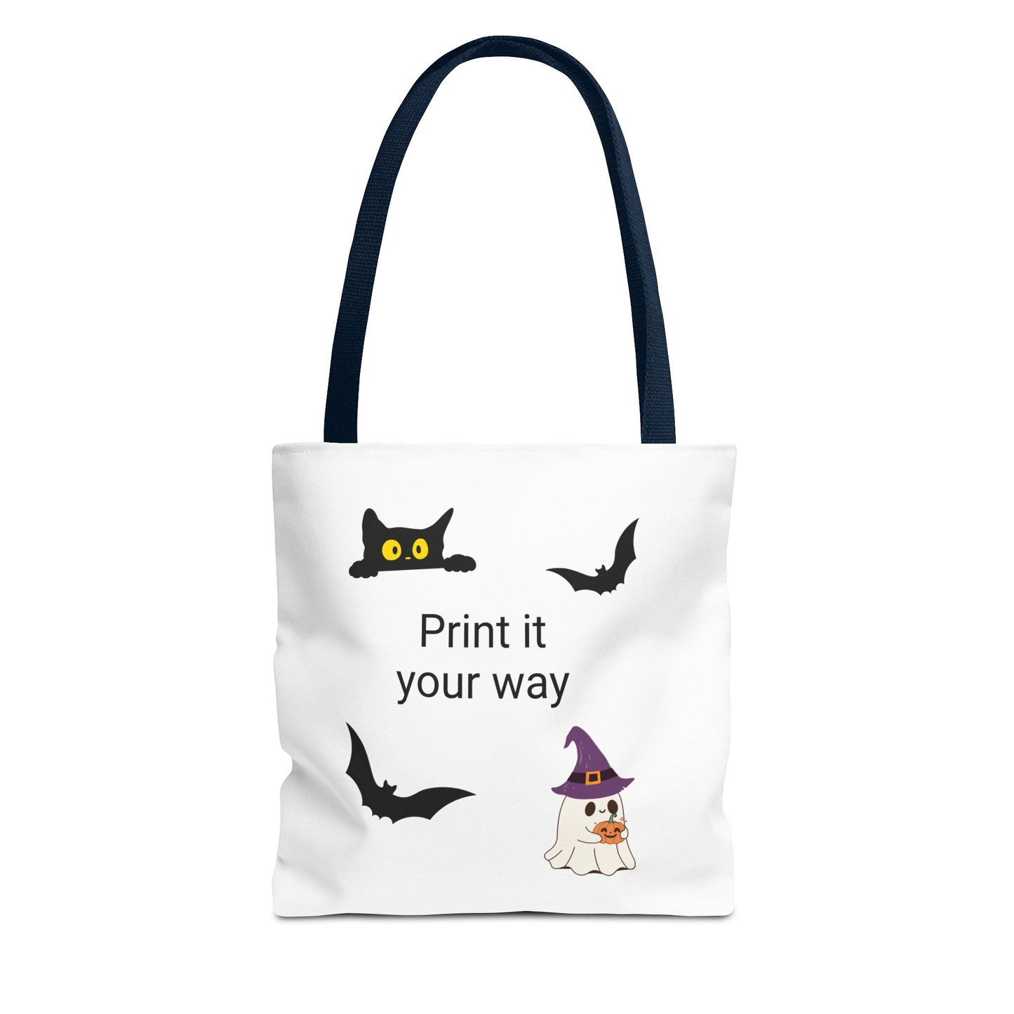 HALLOWEEN CAT and GHOST - Tote Bag. (CAN PERSONALIZE) - Tammy & Friends Travel