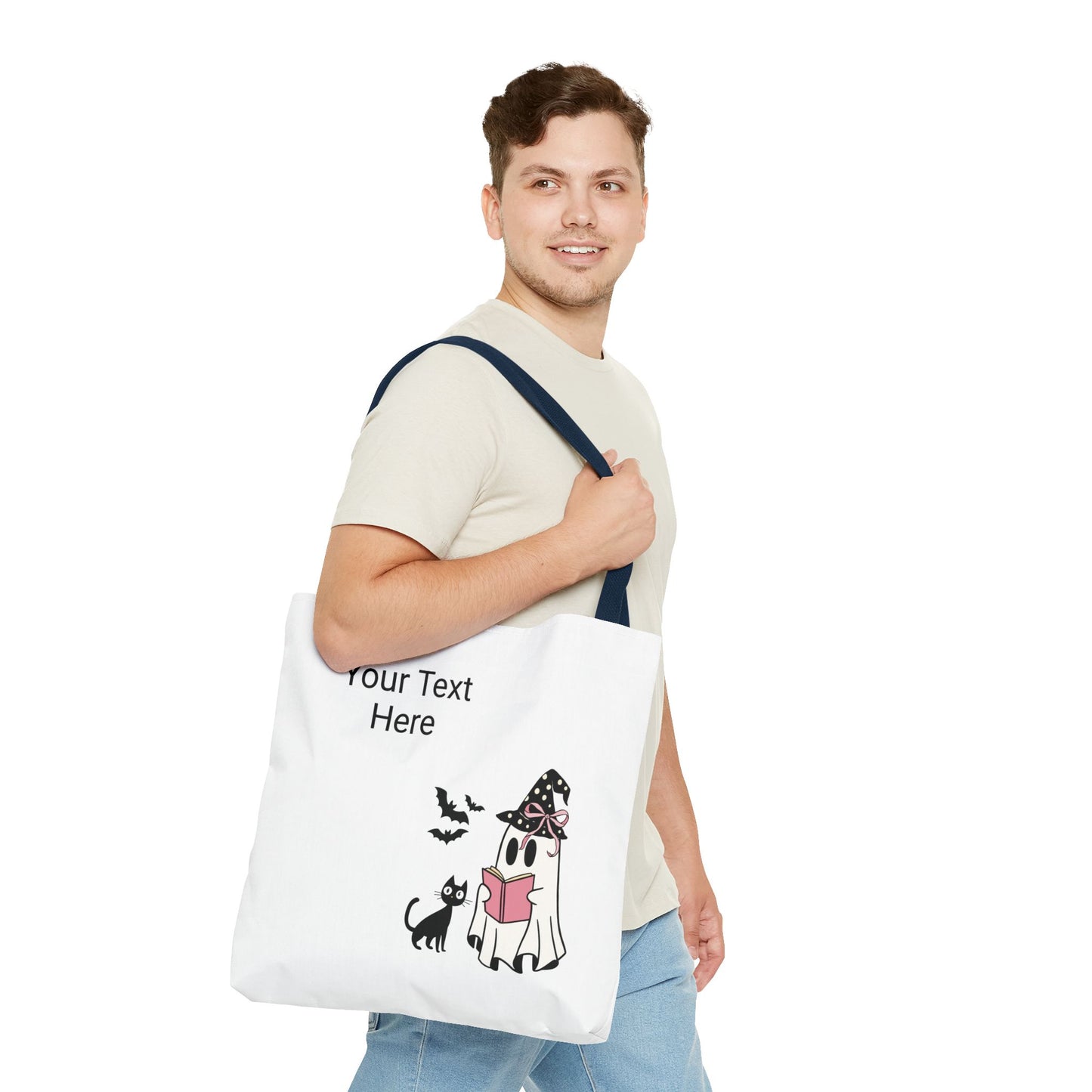 HALLOWEEN GHOST with BOOK - Tote Bag. (CAN PERSONALIZE) - Tammy & Friends Travel
