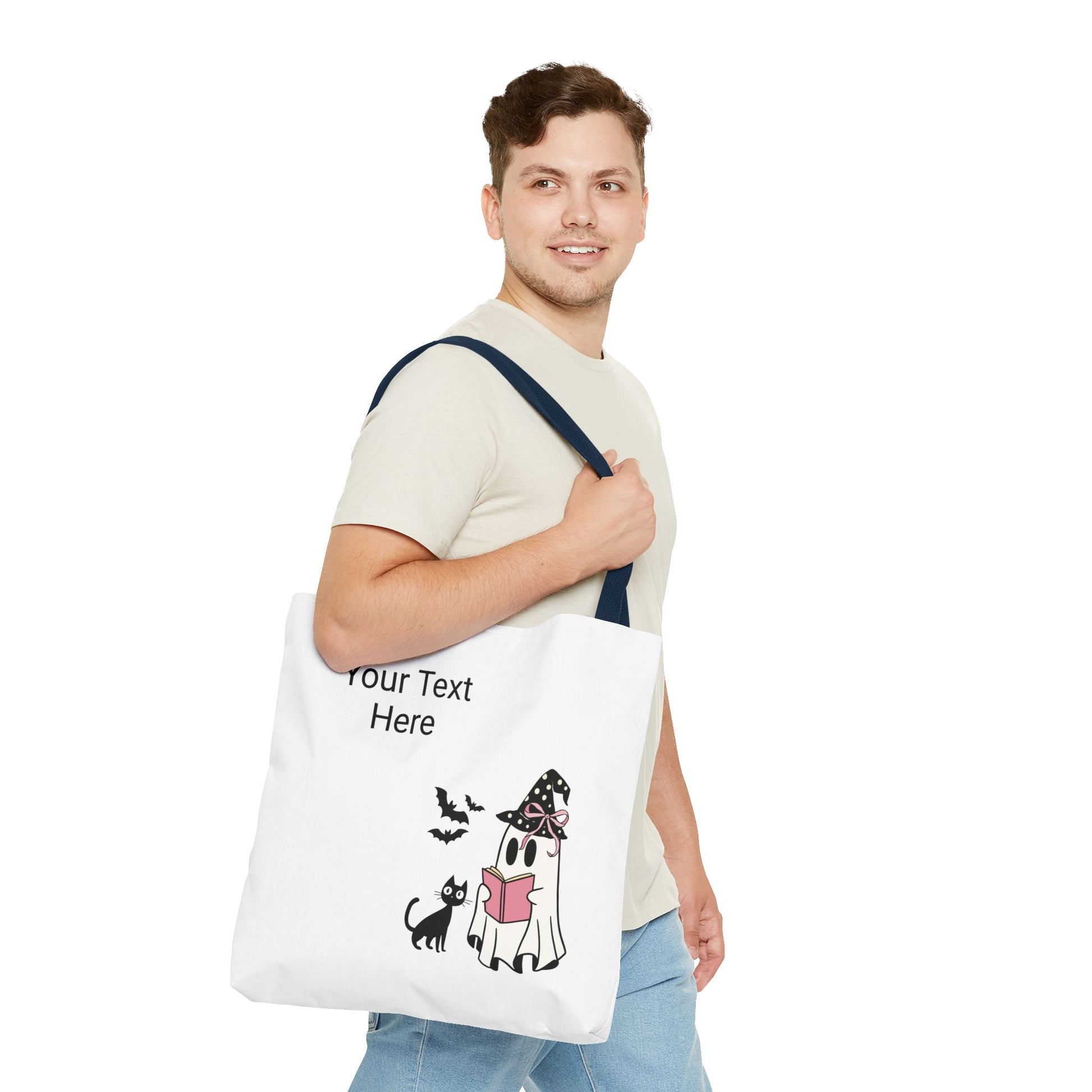 HALLOWEEN GHOST with BOOK - Tote Bag. (CAN PERSONALIZE) - Tammy & Friends Travel