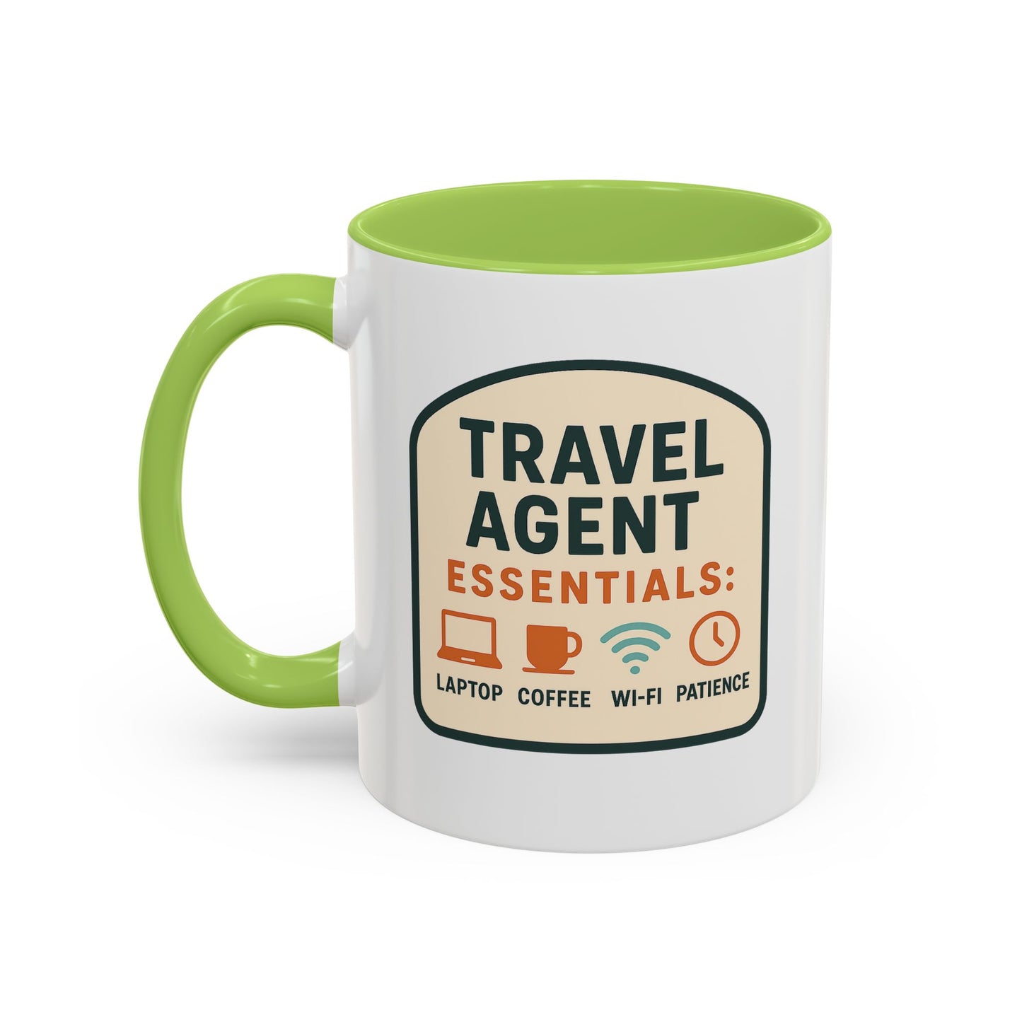 Travel Agent Essentials: Laptop • Coffee • Wi-Fi • Patience Mug  11oz & 15oz with Vibrant Colors (NOT PERSONALIZED)