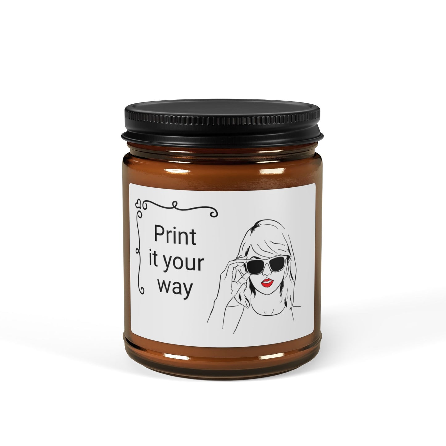 TAYLOR with Red Lips - Candle Amber Jar (CAN PERSONALIZE) - Tammy & Friends Travel
