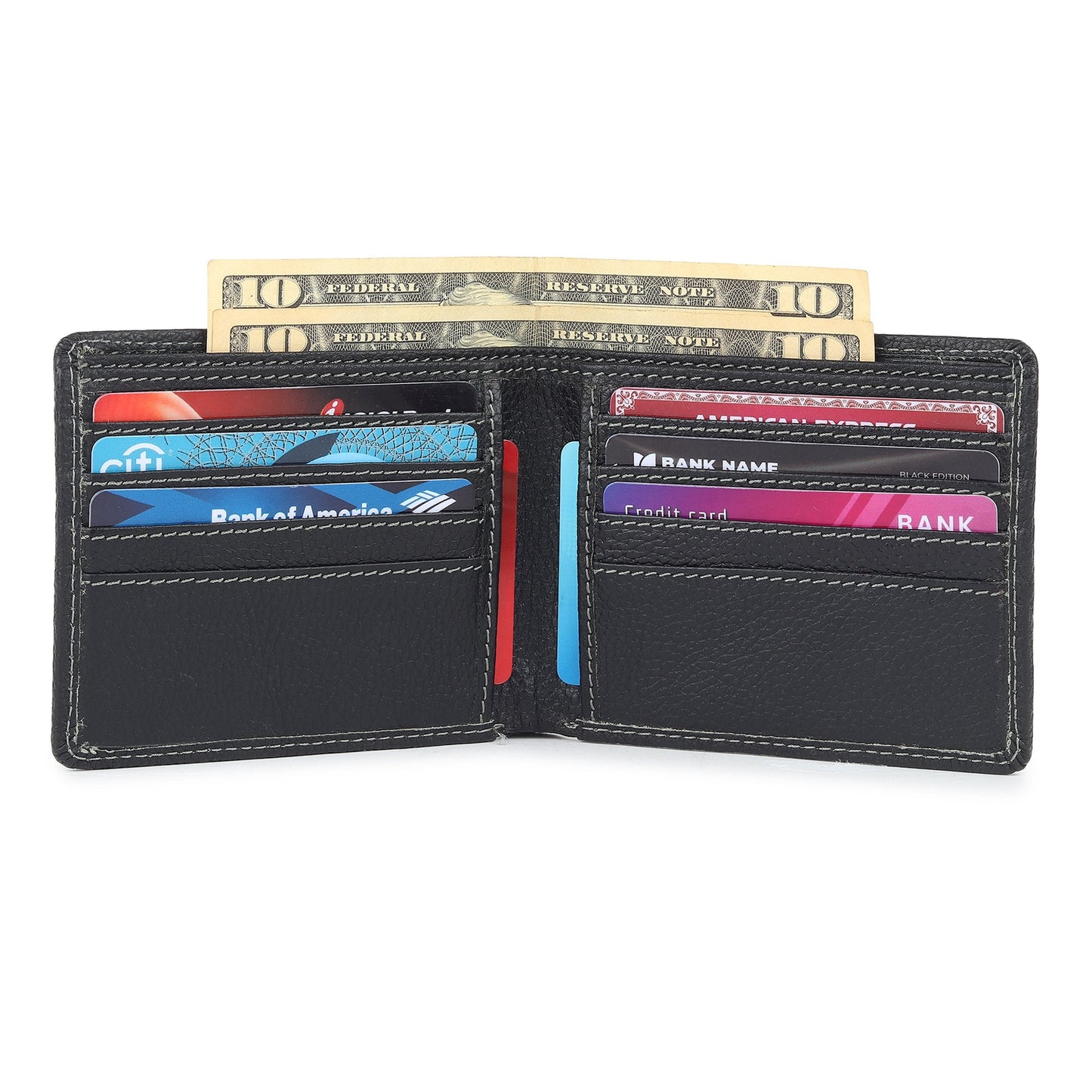 Black Textured Leather Mens Wallet