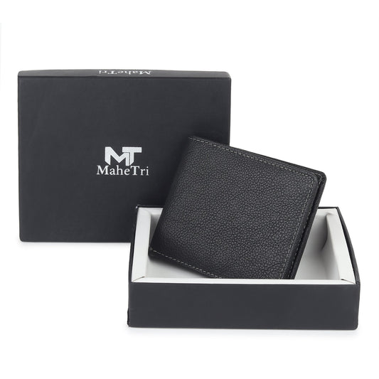 Black Textured Leather Mens Wallet