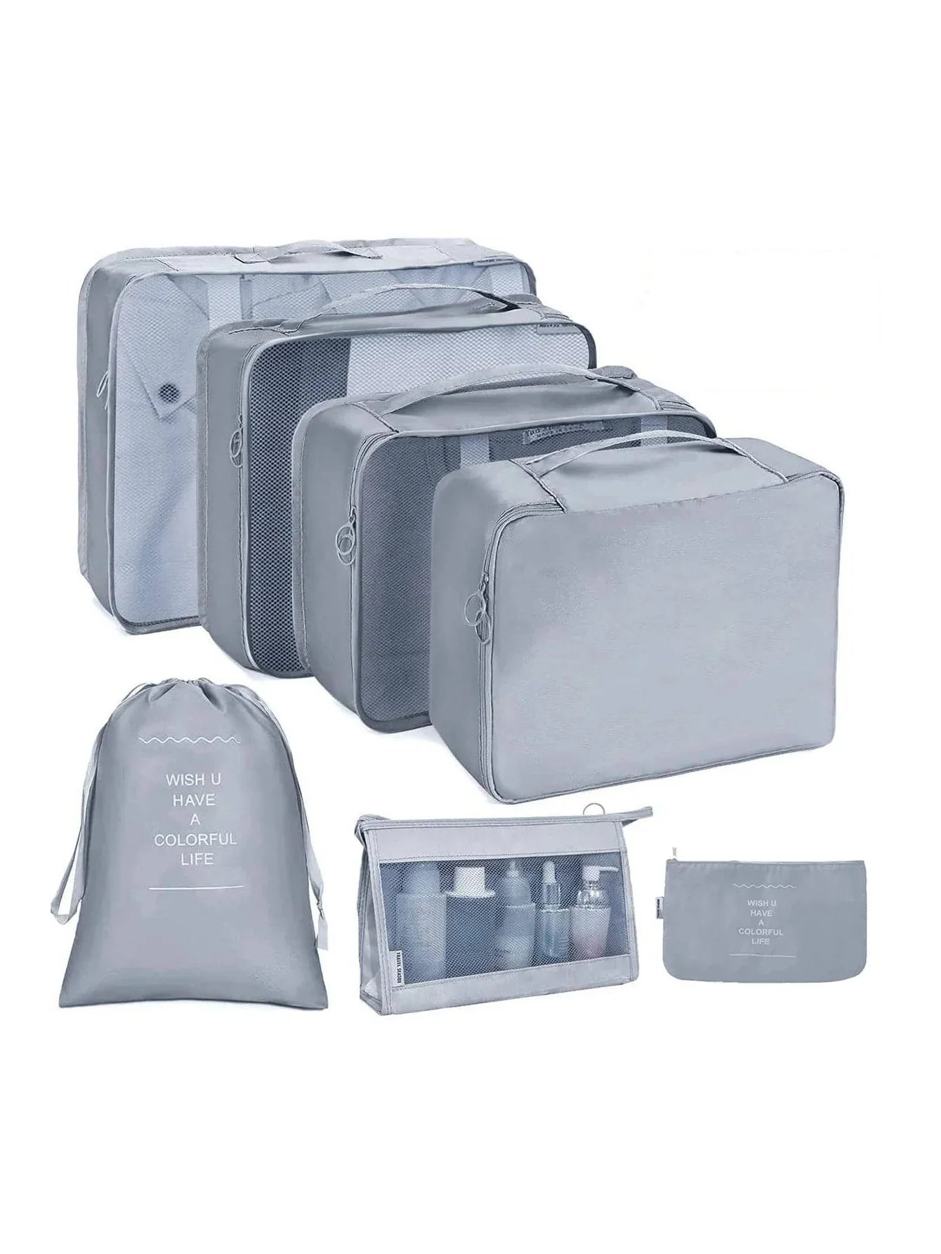 7/8/9/10 Pcs Travel Organizer Packing Cubes – Lightweight Polyester Luggage Storage Bags for Clothes, Shoes, and Accessories