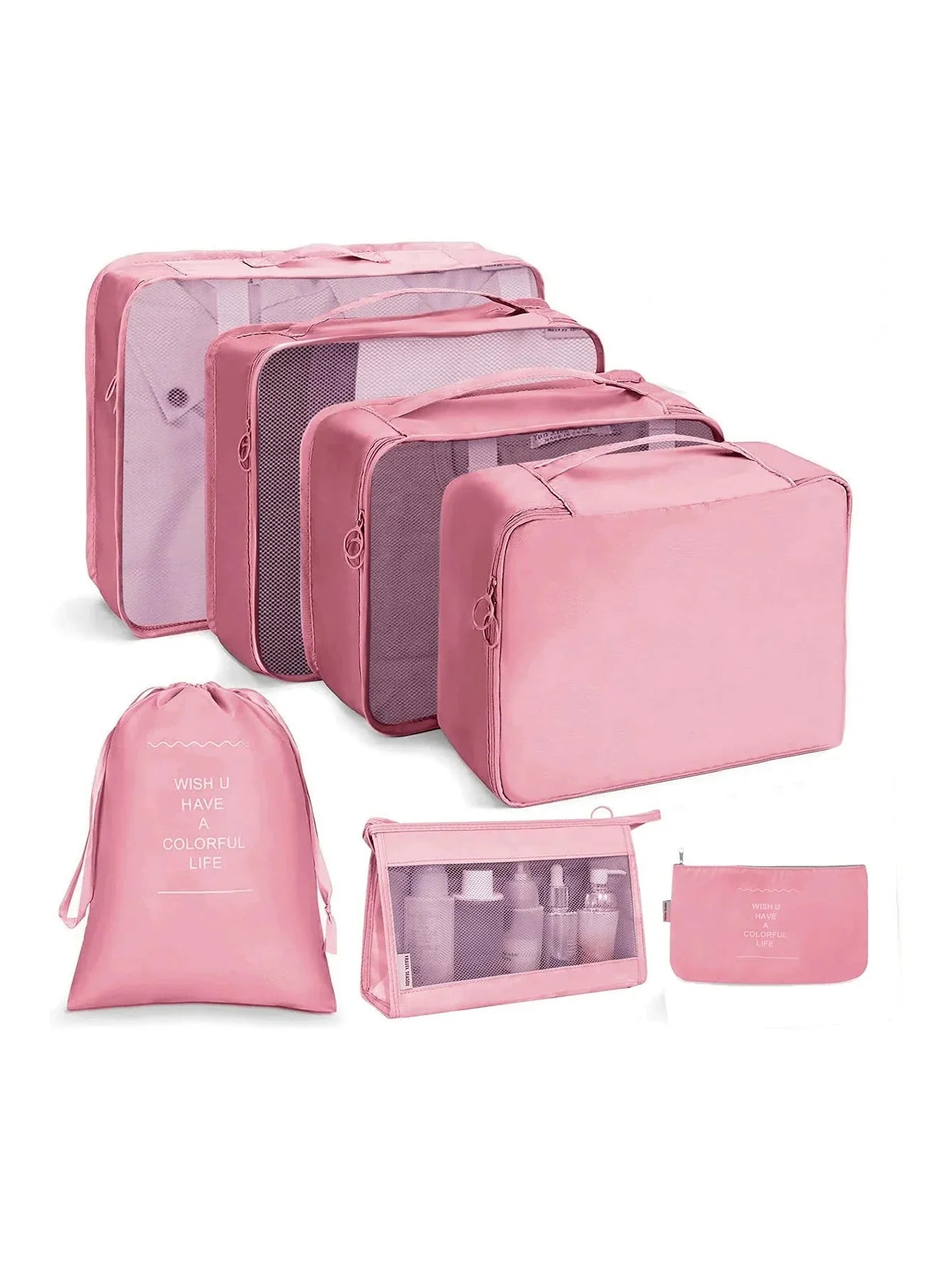 7/8/9/10 Pcs Travel Organizer Packing Cubes – Lightweight Polyester Luggage Storage Bags for Clothes, Shoes, and Accessories