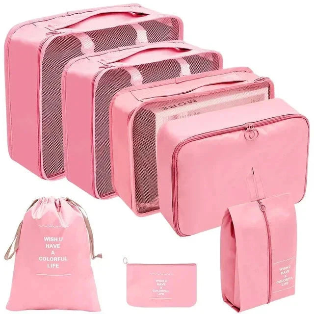 7/8/9/10 Pcs Travel Organizer Packing Cubes – Lightweight Polyester Luggage Storage Bags for Clothes, Shoes, and Accessories