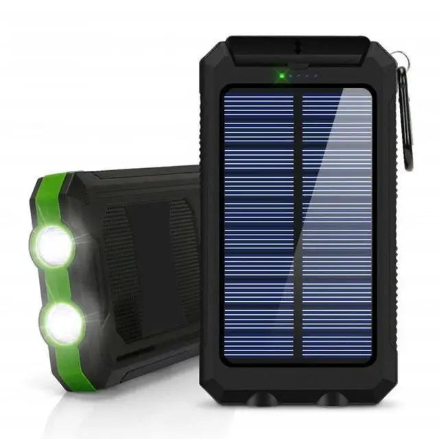 Solar Power Bank 20000mAh Portable Charger External Battery LED Light for Phones