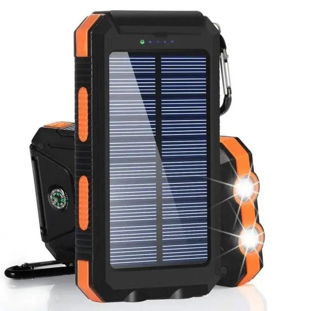 Solar Power Bank 20000mAh Portable Charger External Battery LED Light for Phones