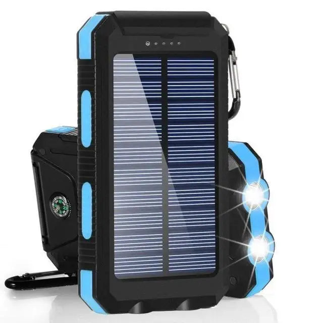 Solar Power Bank 20000mAh Portable Charger External Battery LED Light for Phones