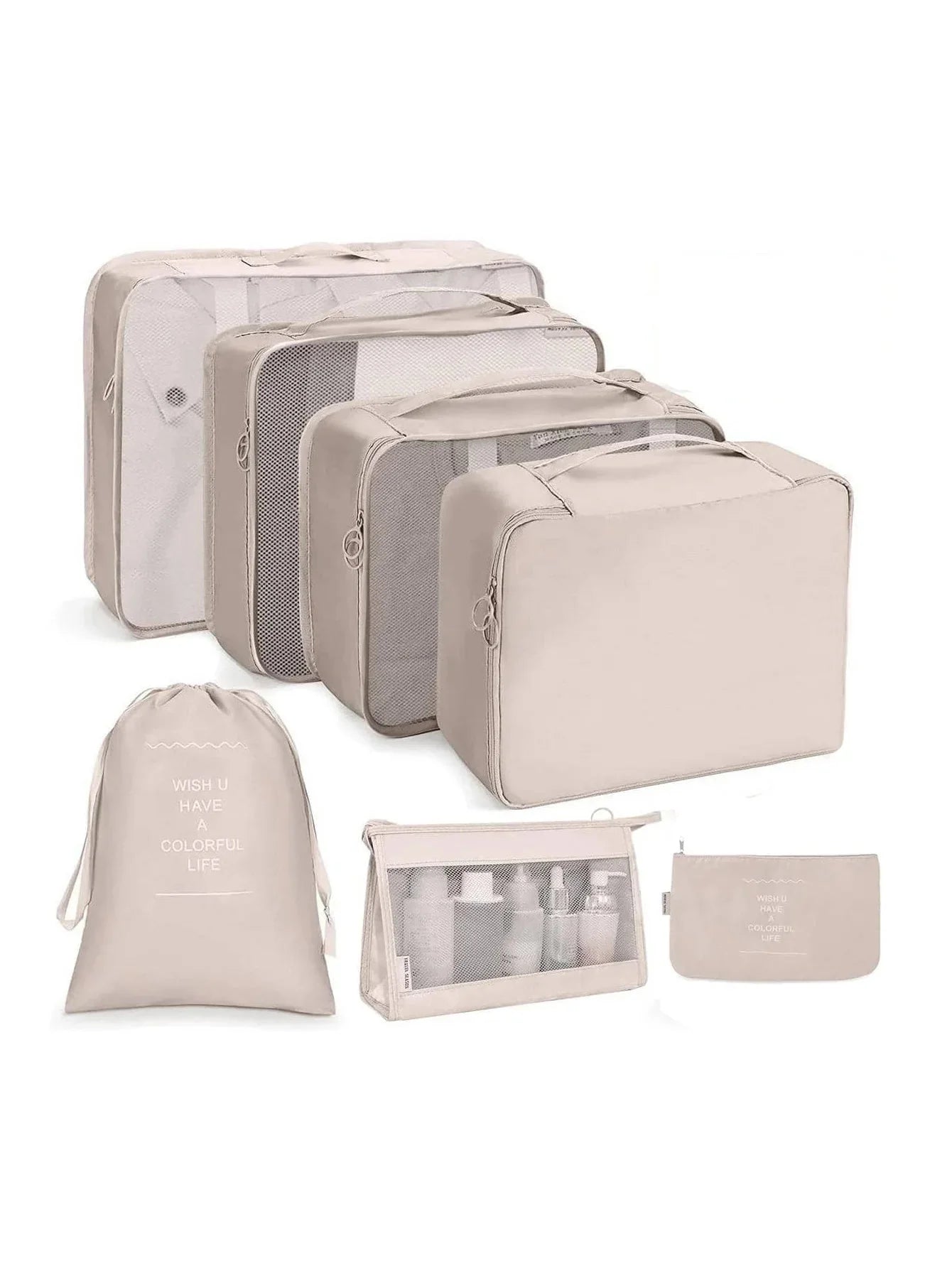 7/8/9/10 Pcs Travel Organizer Packing Cubes – Lightweight Polyester Luggage Storage Bags for Clothes, Shoes, and Accessories