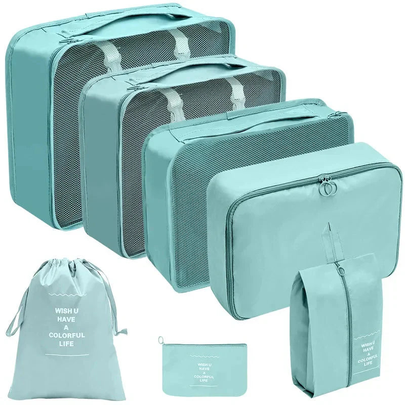 7/8/9/10 Pcs Travel Organizer Packing Cubes – Lightweight Polyester Luggage Storage Bags for Clothes, Shoes, and Accessories