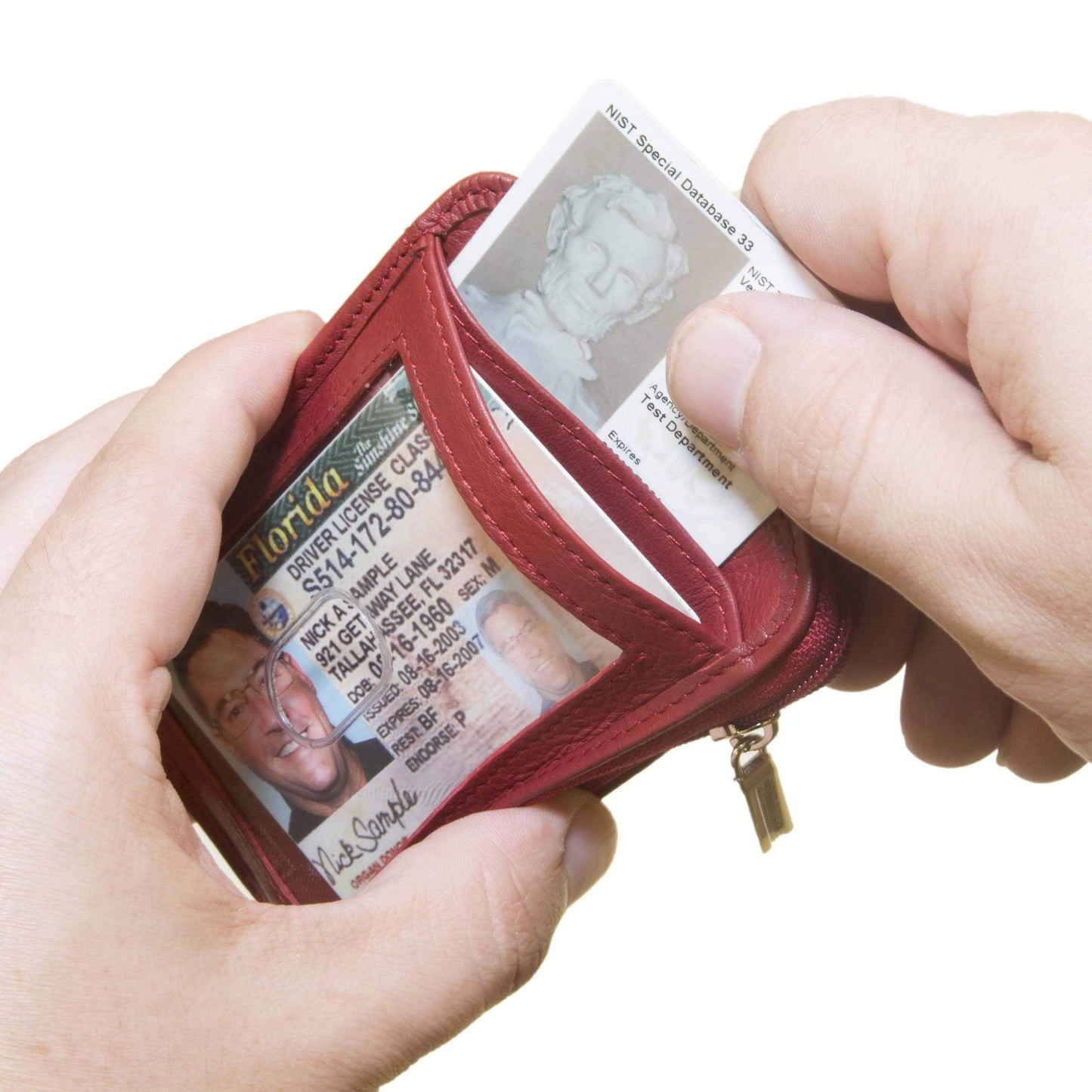 RFID Wallet Dual Portrait ID Leather Badge Holder