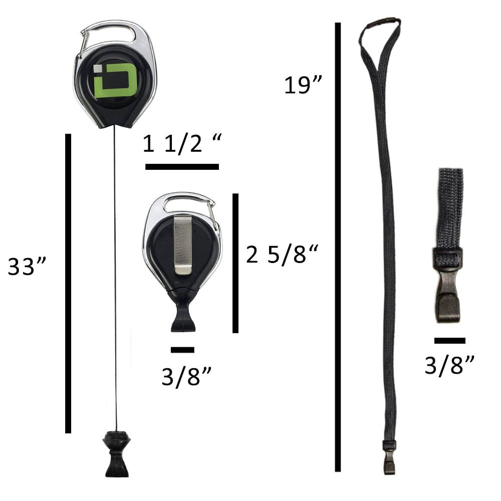 Secure Badge Holder Classic, Vertical 1 ID Card Holder, Retractable Reel, and Lanyard Bundle
